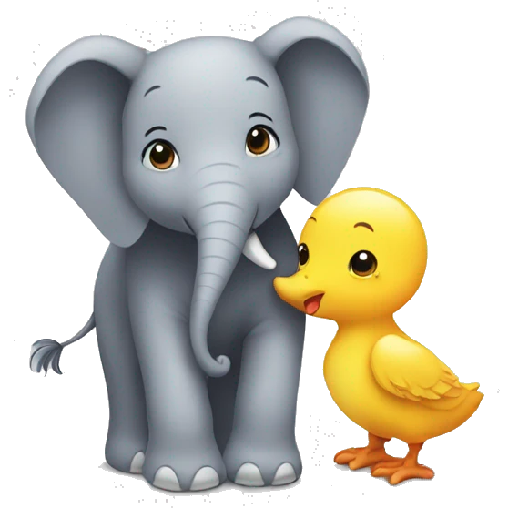 Chick and elephant hugging emoji