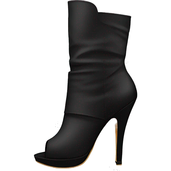 Realistic forward facing pair of black peep toe strap cut out high heel bootie boots.  emoji