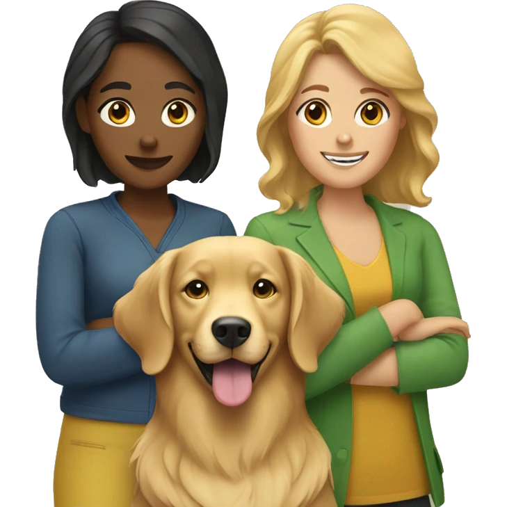 two women with a golden retriever  emoji