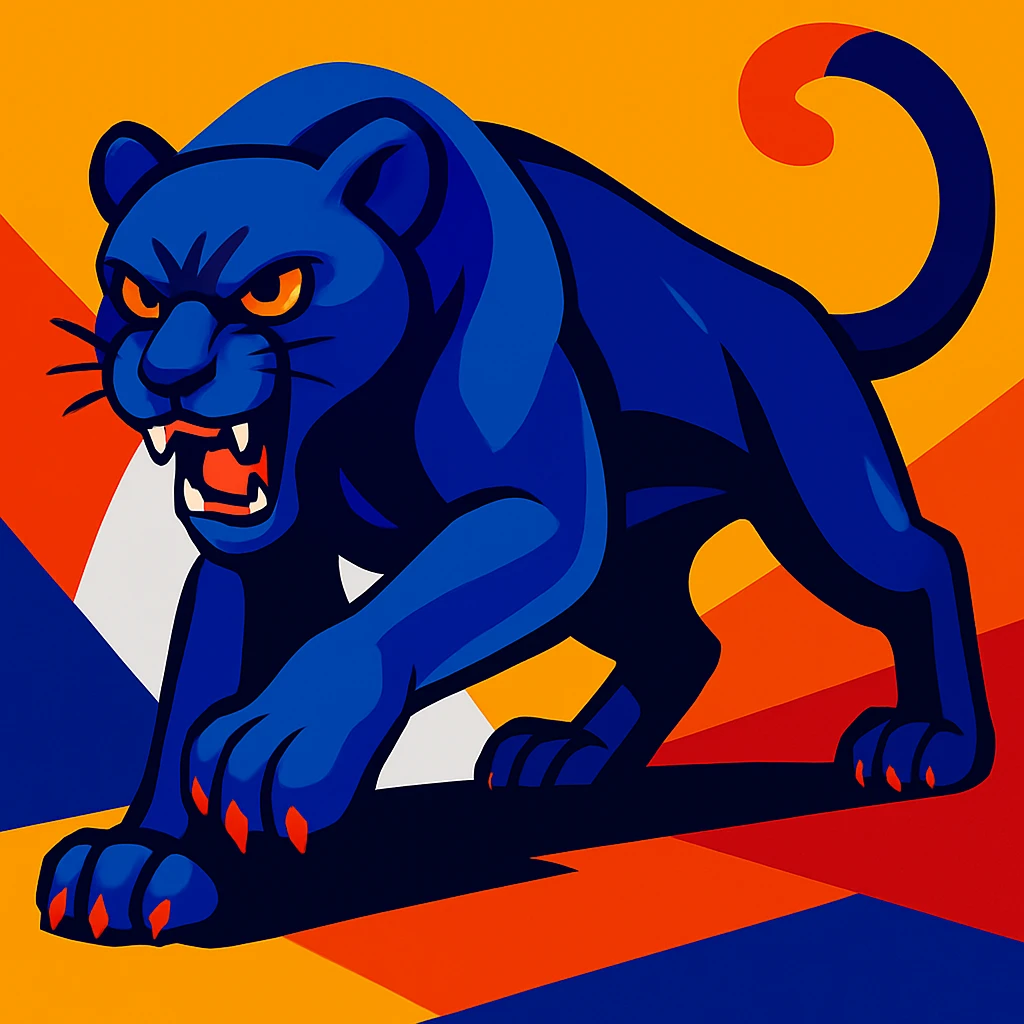 Add a solid white background behind the blue panther, keep the rest unchanged. emoji