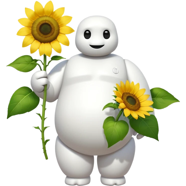 Baymax from Big Hero 6 holding unflower In one hand  emoji