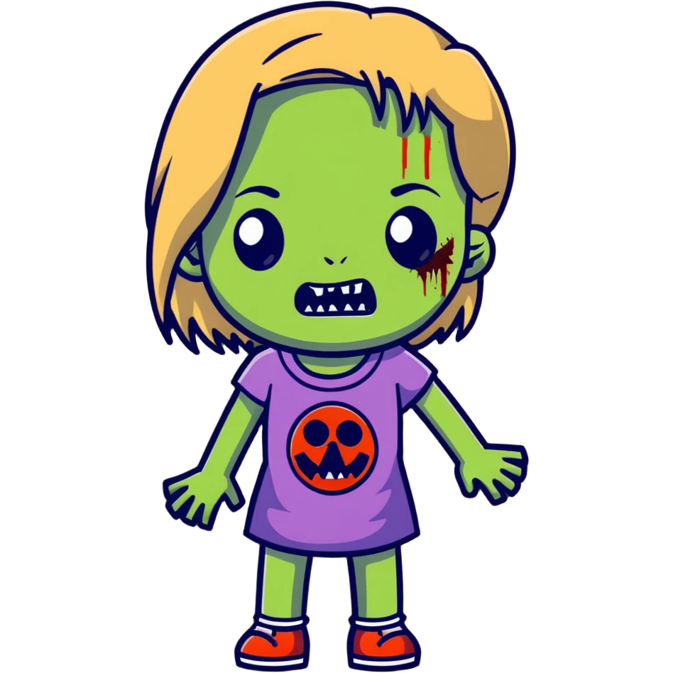 zombie girl with long straight dark blonde hair emoji