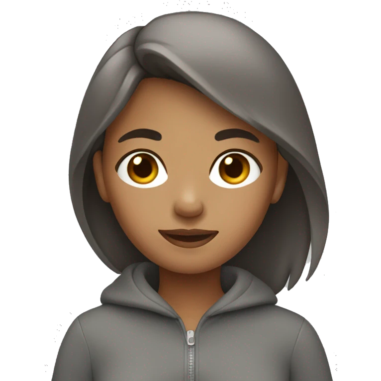 Girl wearing all grey with brown hair emoji