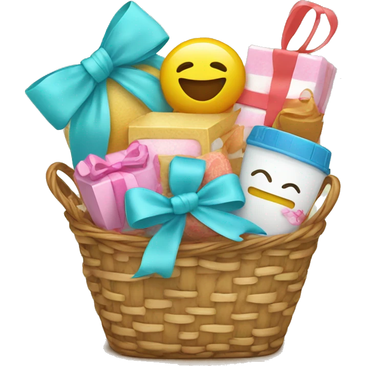 cute gift basket with cute gifts  emoji