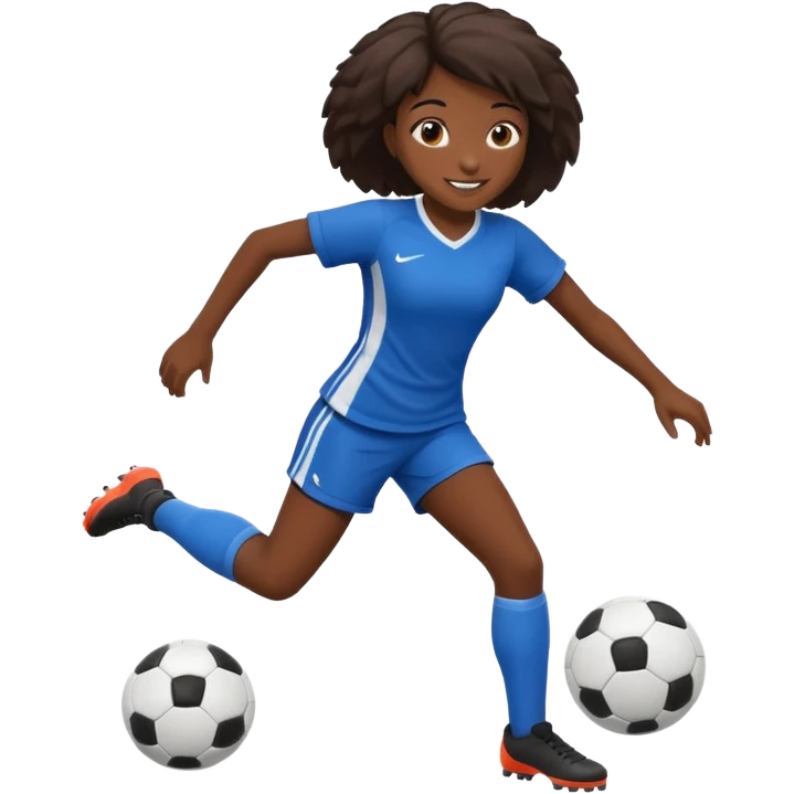 chica morena jugando futbol emoji