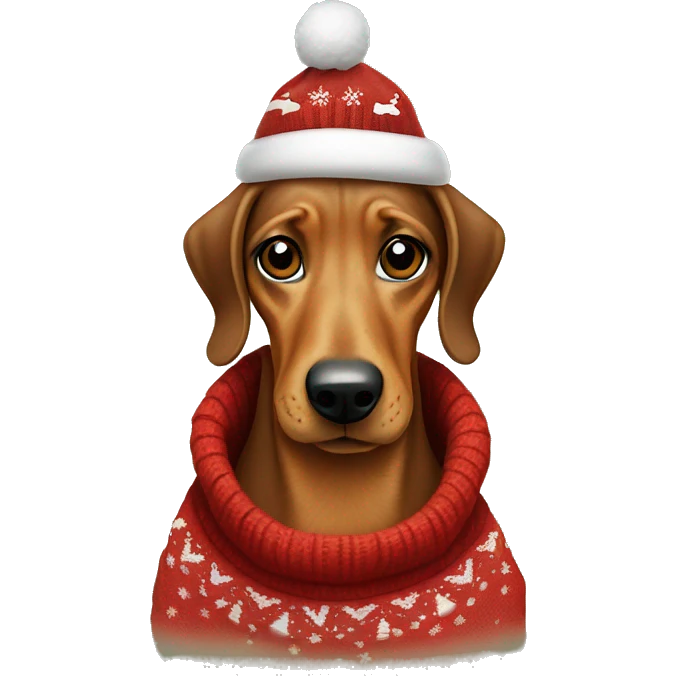 Teckel dog wearing a Christmas pullover  emoji