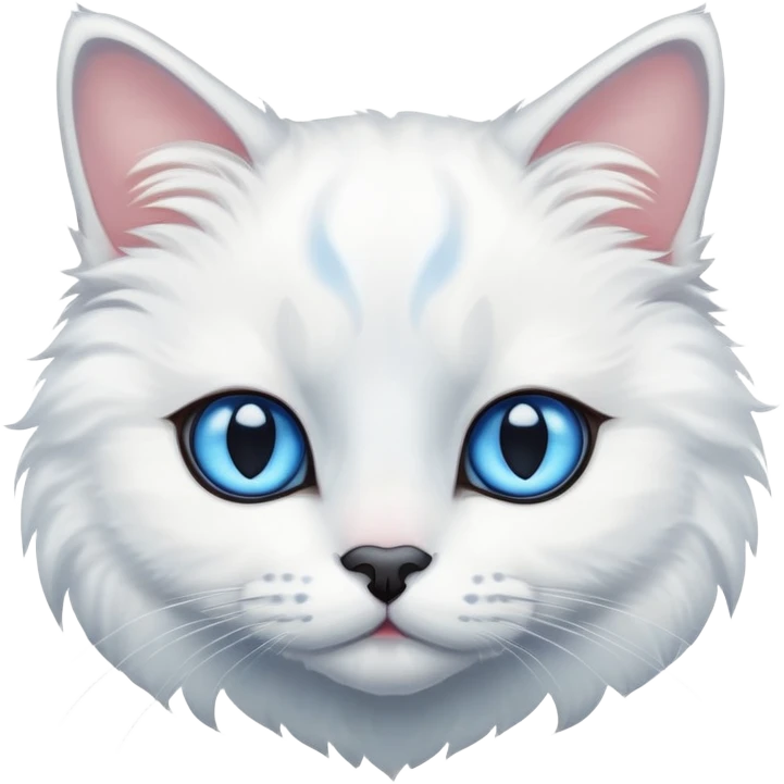 white cat with blue eyes and a black spot on forehead emoji