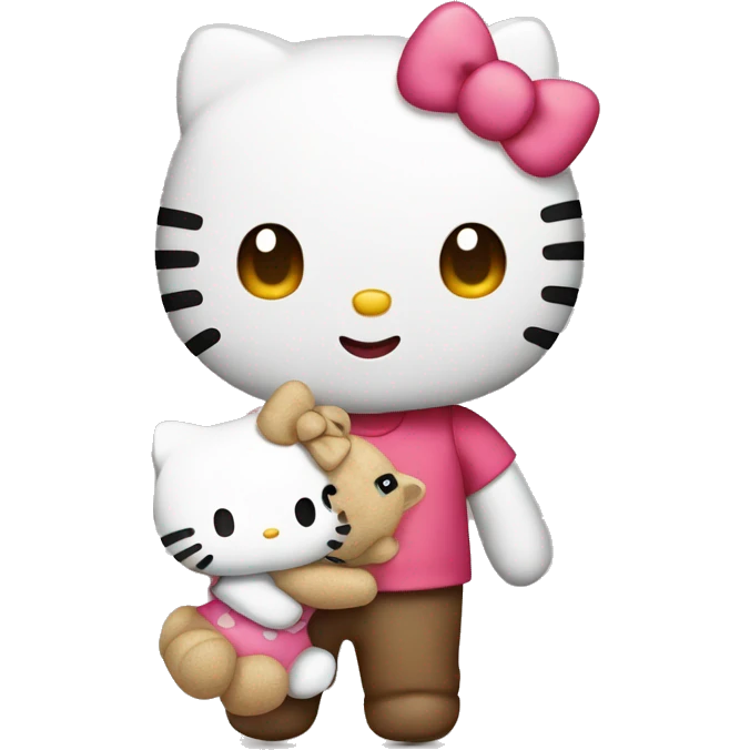 Hello kitty holding a teddy bear emoji