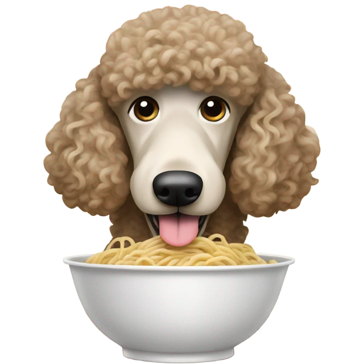 Standard poodle eating noodles  emoji