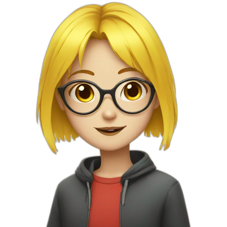 anime girl with yellow hair and red glasses emoji
