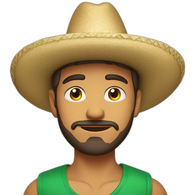 young man wearing a mexican hat with short beard emoji