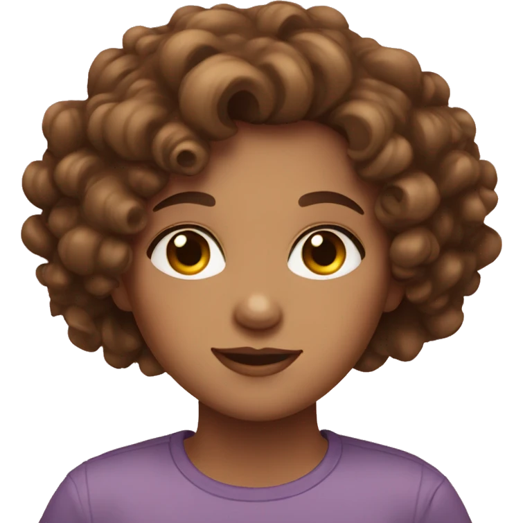 Girl with brown curly hair and hazel eyes emoji