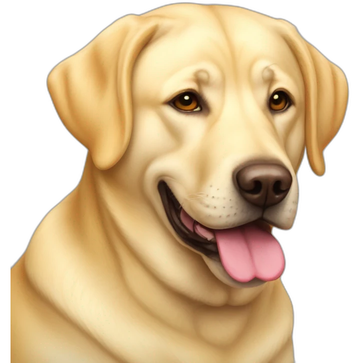 Handsome but fat yellow lab dog with tongue out emoji