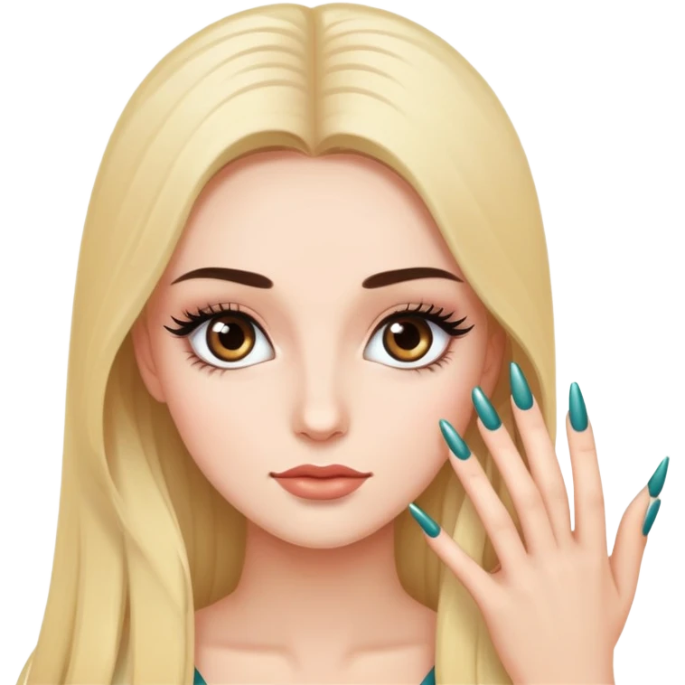 A girl with long eyelashes and nails emoji