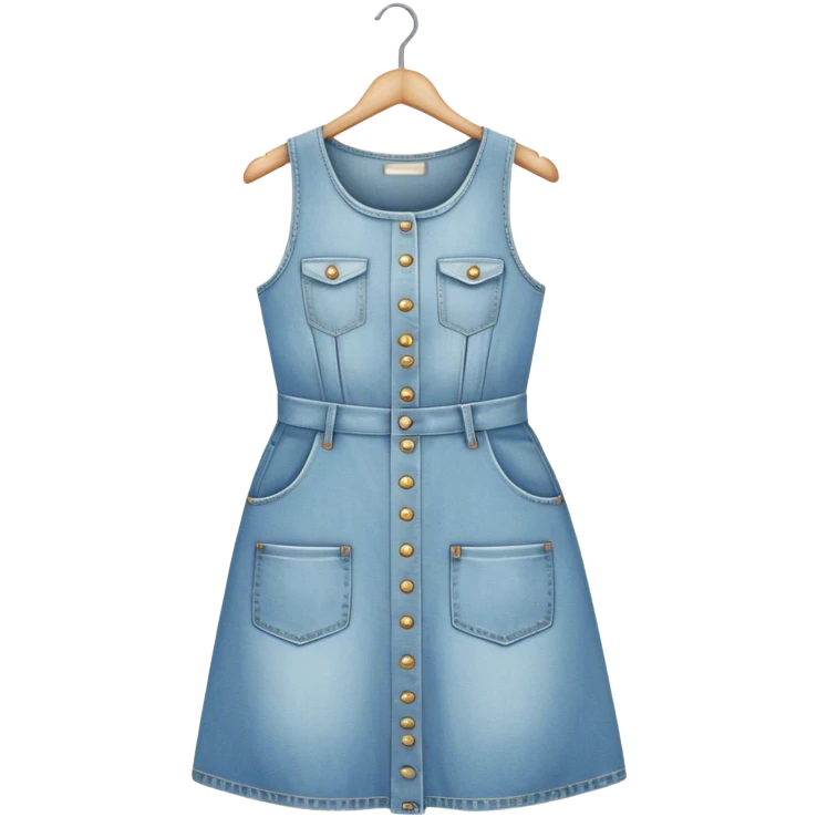 vintage light wash women's denim dress on hanger emoji