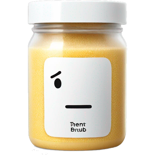 body scrub pot with label emoji