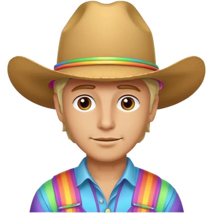 White Cowboy with rainbow hat emoji