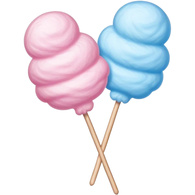 Pink and blue fluffy cotton candy on a stick emoji
