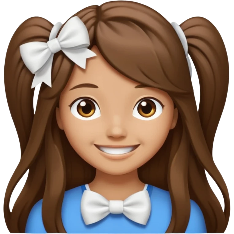 Brown long hairs with white bow from the back emoji