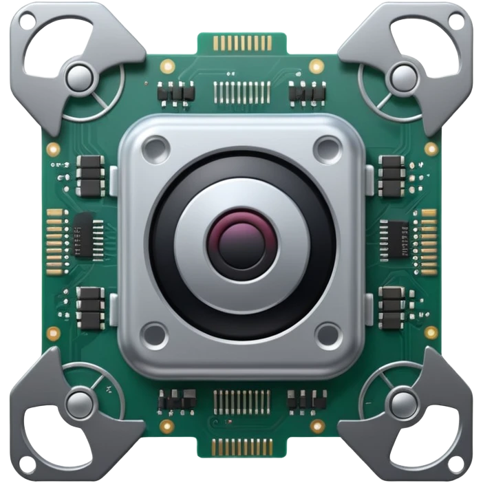ultra realistic processor with small stamp drone emoji