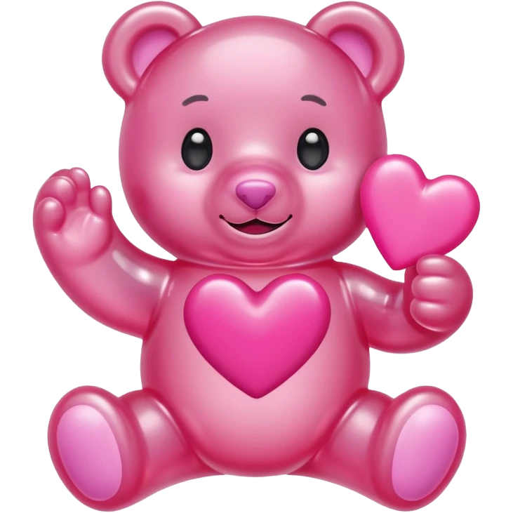 Gummy bear blanco agarrando un corazón rosa cute emoji