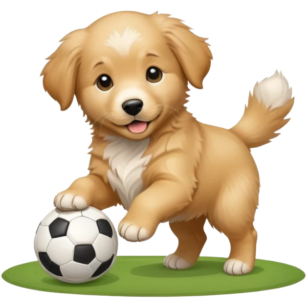 Golden retriever puppy playing soccer emoji