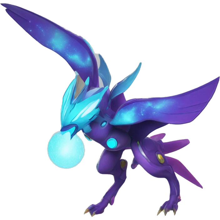Celestial Neon Colors Vibrant Colors Flying Futuristic Fakémon-Legendary-Pokémon-Creature Full Body emoji
