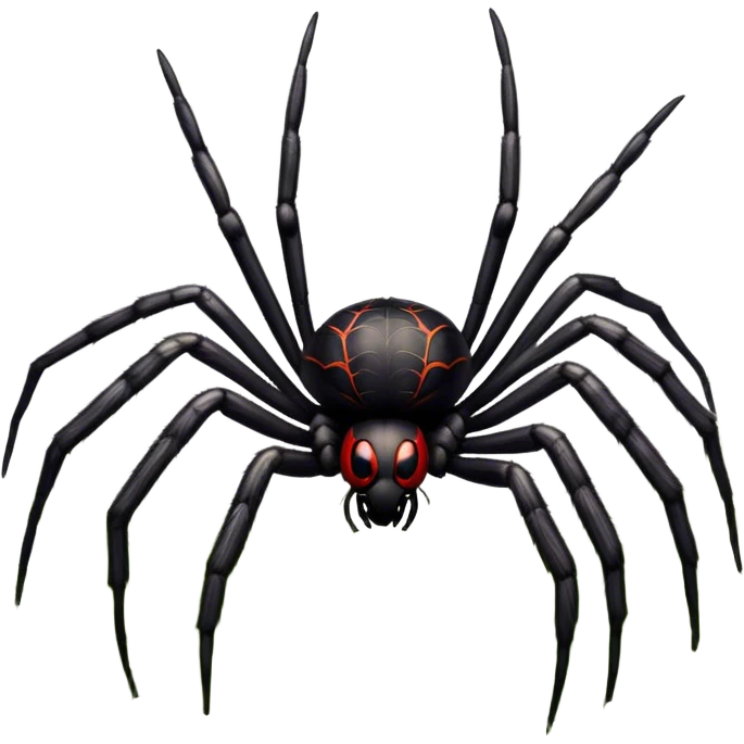 Huge spider sitting on grass with flowers, surrounded by a lush meadow. Detailed legs and body, with soft natural lighting enhancing its texture. Calm, serene background with vibrant greenery and a clear sky. Transparent background. emoji