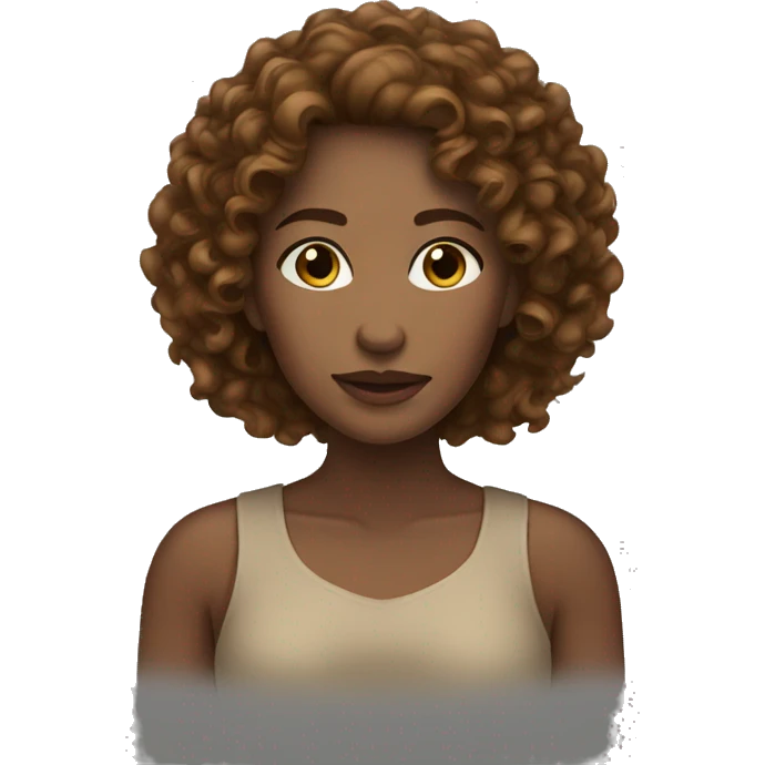 woman ligh brown skin long brunette curly  emoji