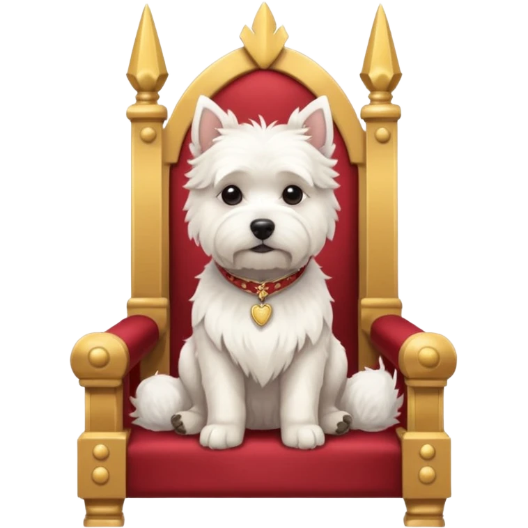 a cute west highland terrier sitting on a throne with other dogs below him emoji