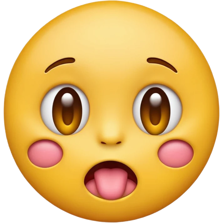 Round yellow emoji face with a bored expression, downturned mouth and tongue poking out emoji