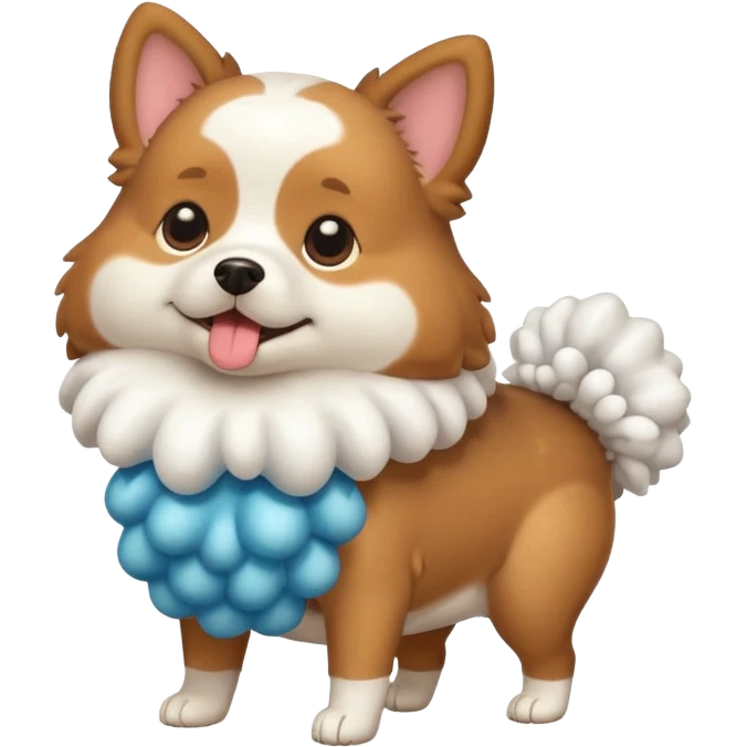 a full body of cute dog with puffer emoji