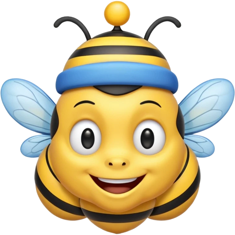 
Bees with blue Birthday Hat, Happy bee with striped party hat emoji