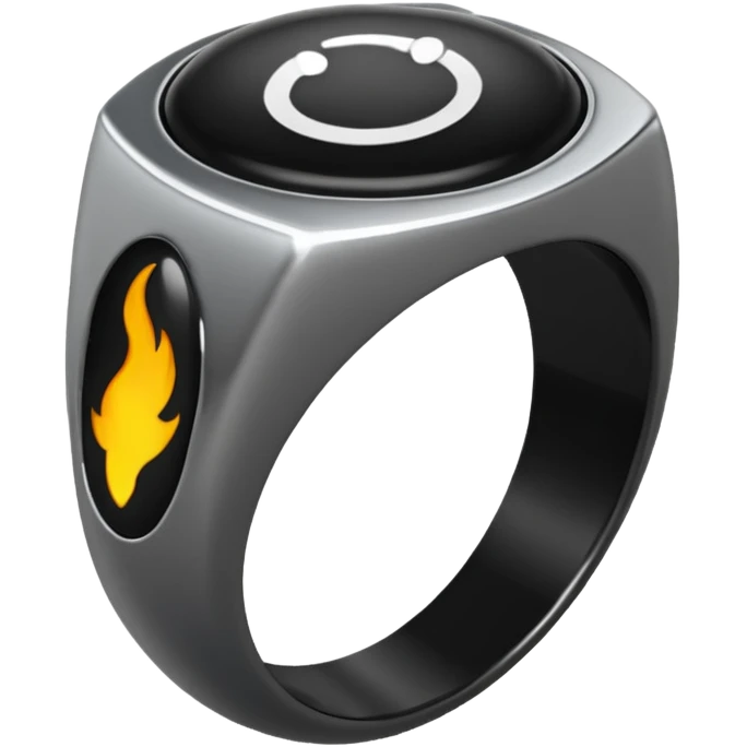 iOS emoji, minimal dark fantasy ring, black metal, flat emoji