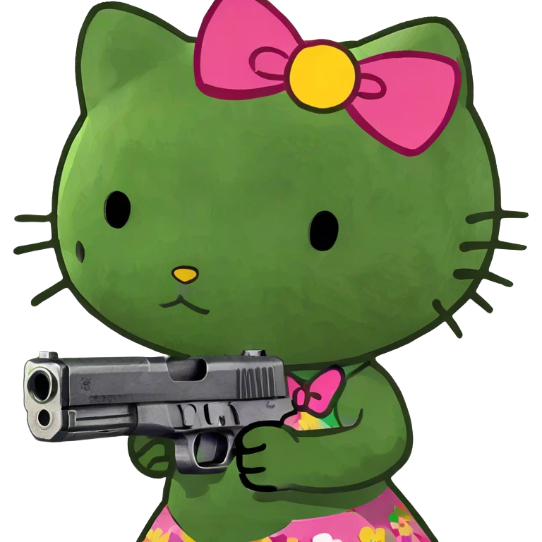 hello kitty holding a gun emoji