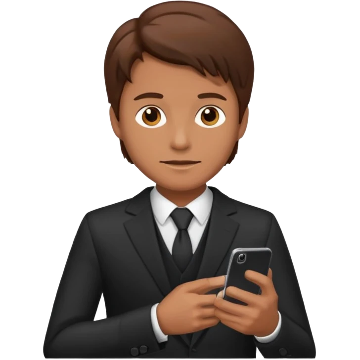 Mach mir einen Trader an der Wallstreet mit anzug und braunen haaren mit einenm handy in der han emoji