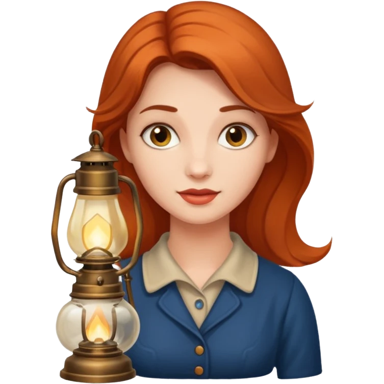 holding vintage gas lamp, female emoji