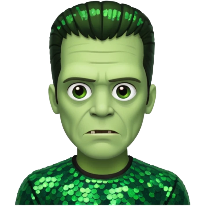 Frankenstein with dark green sequin outfit emoji