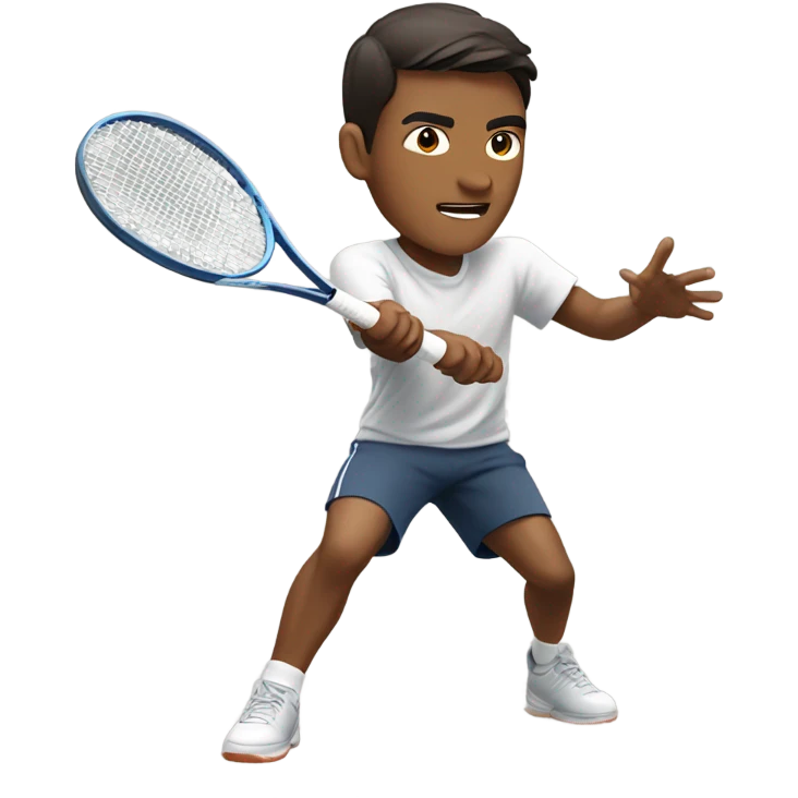 brown Asian guy play with tennis emoji