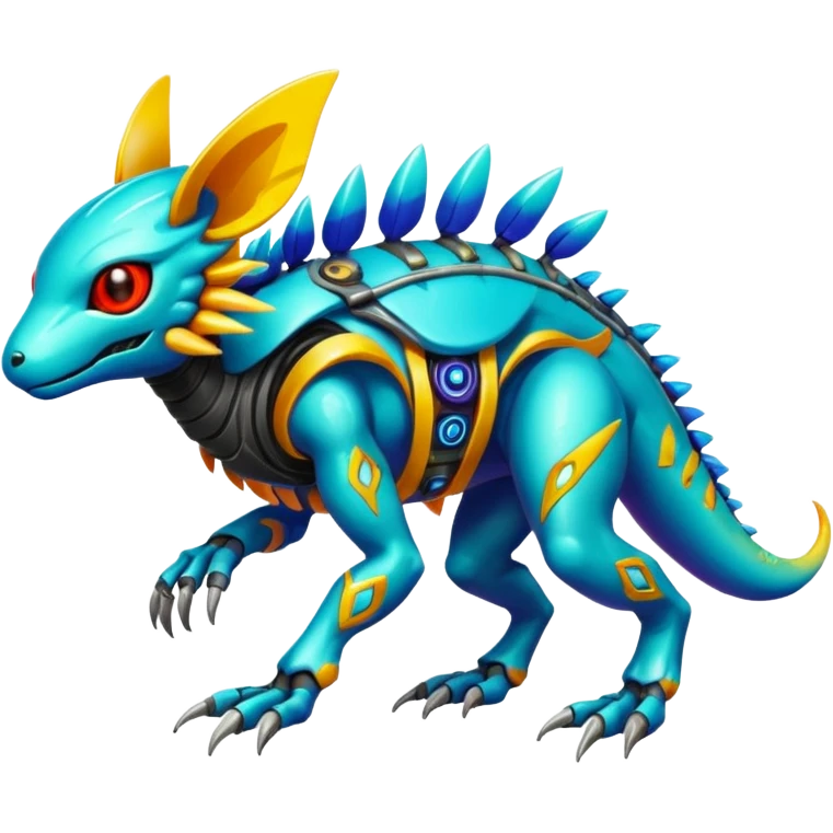  exotic tropical cyber-Protogen-Fakémon-Vernid-creature (full body) emoji