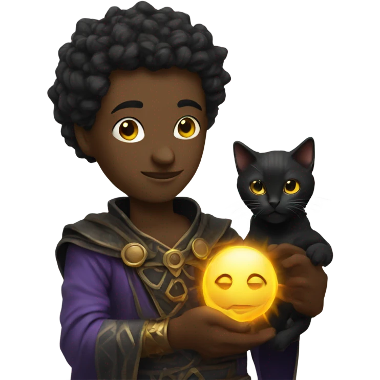 Sun warlock holding a black kitten emoji