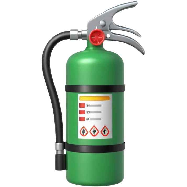 green fire extinguisher putting out a fire emoji