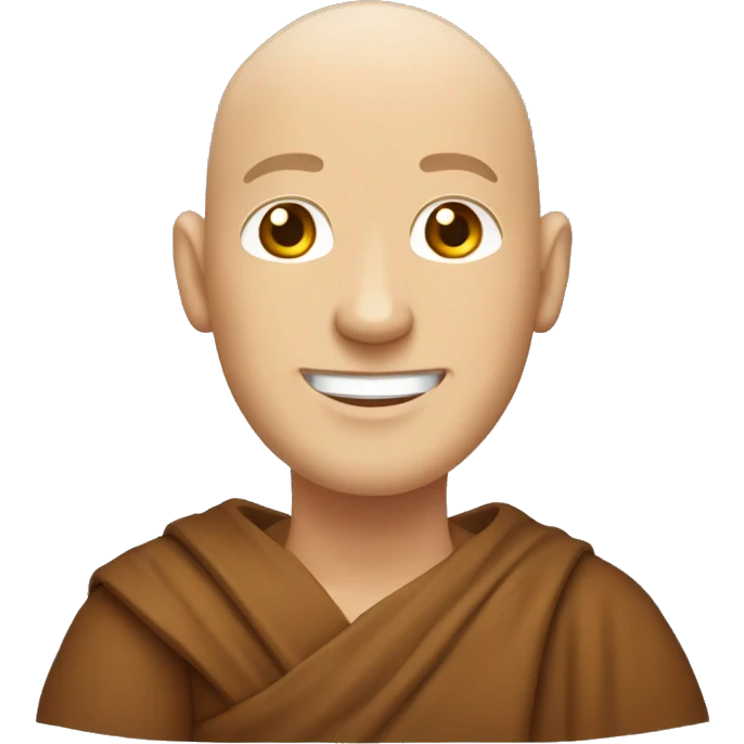 Happy white middle age male human monk with buzz cut  emoji