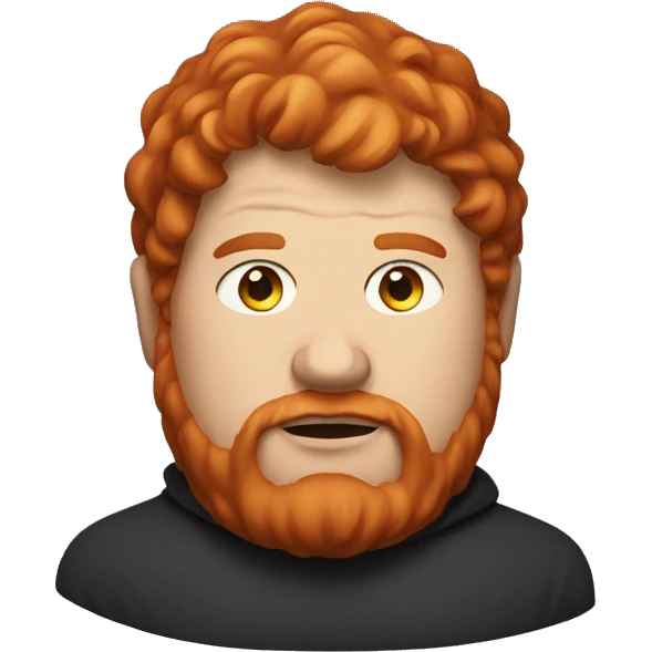 Fat face redheaded man in a hood emoji