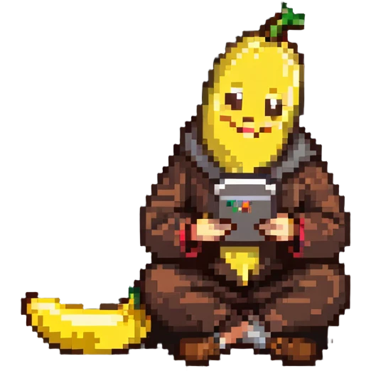 beggar with a chocobanana, sitting on the street emoji