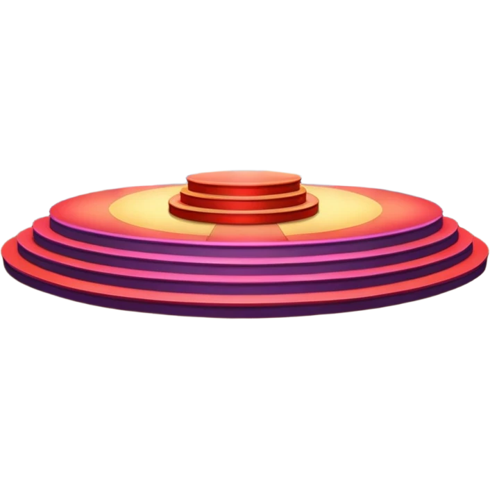 A concert-style stage with colored lights pointing downward. emoji
