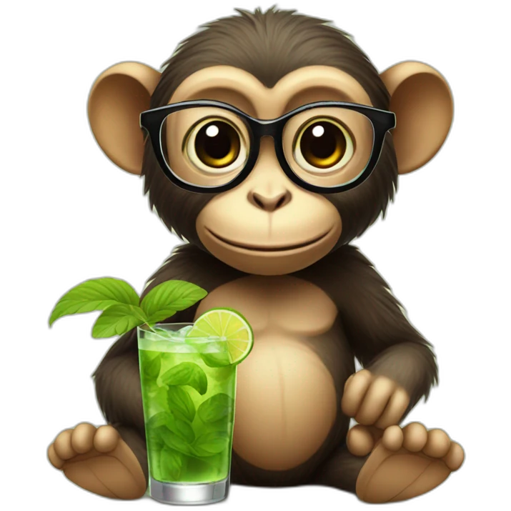 little monkey with glasses drinking mojito emoji
