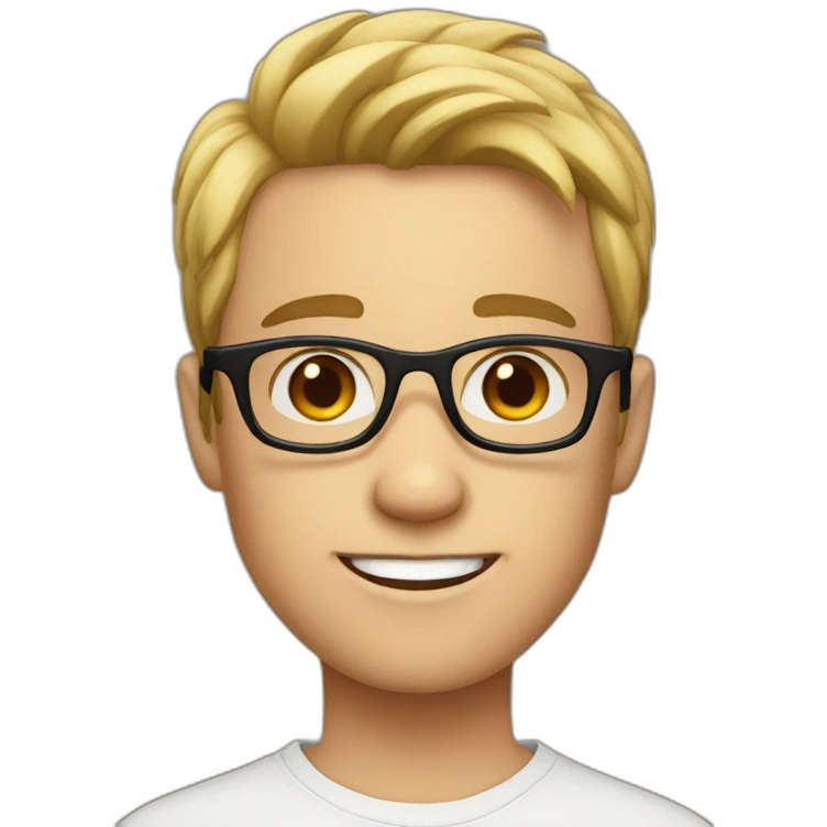 Fair skin boy with black glasses emoji