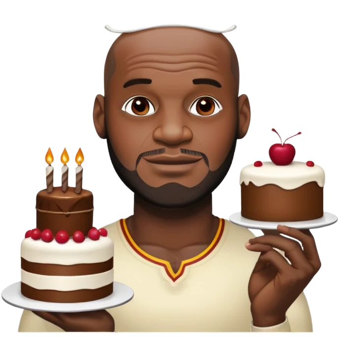 can you make a lebron bald and with a cake emoji