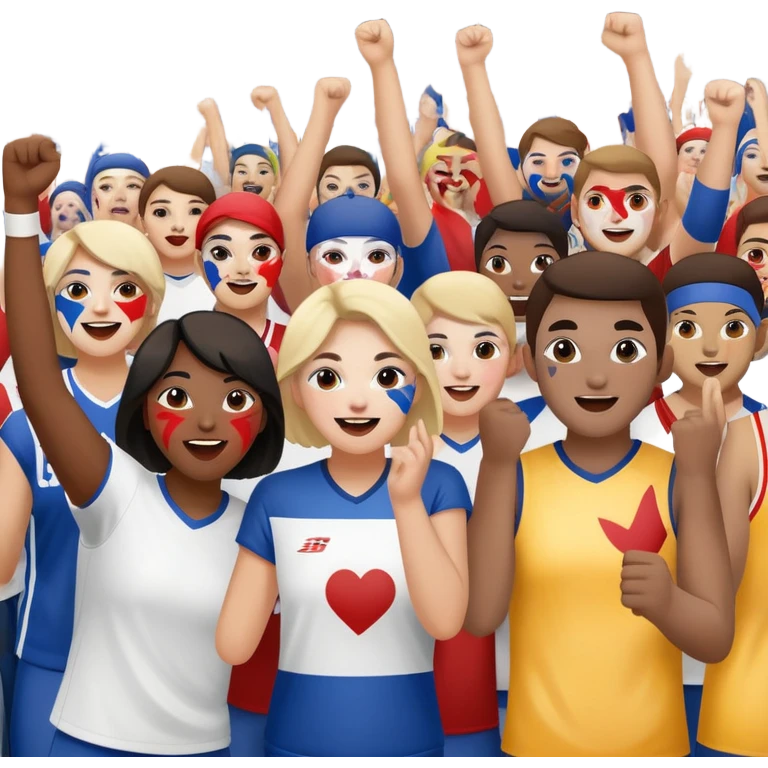 group of fans with painted faces, cheering at a sports event emoji